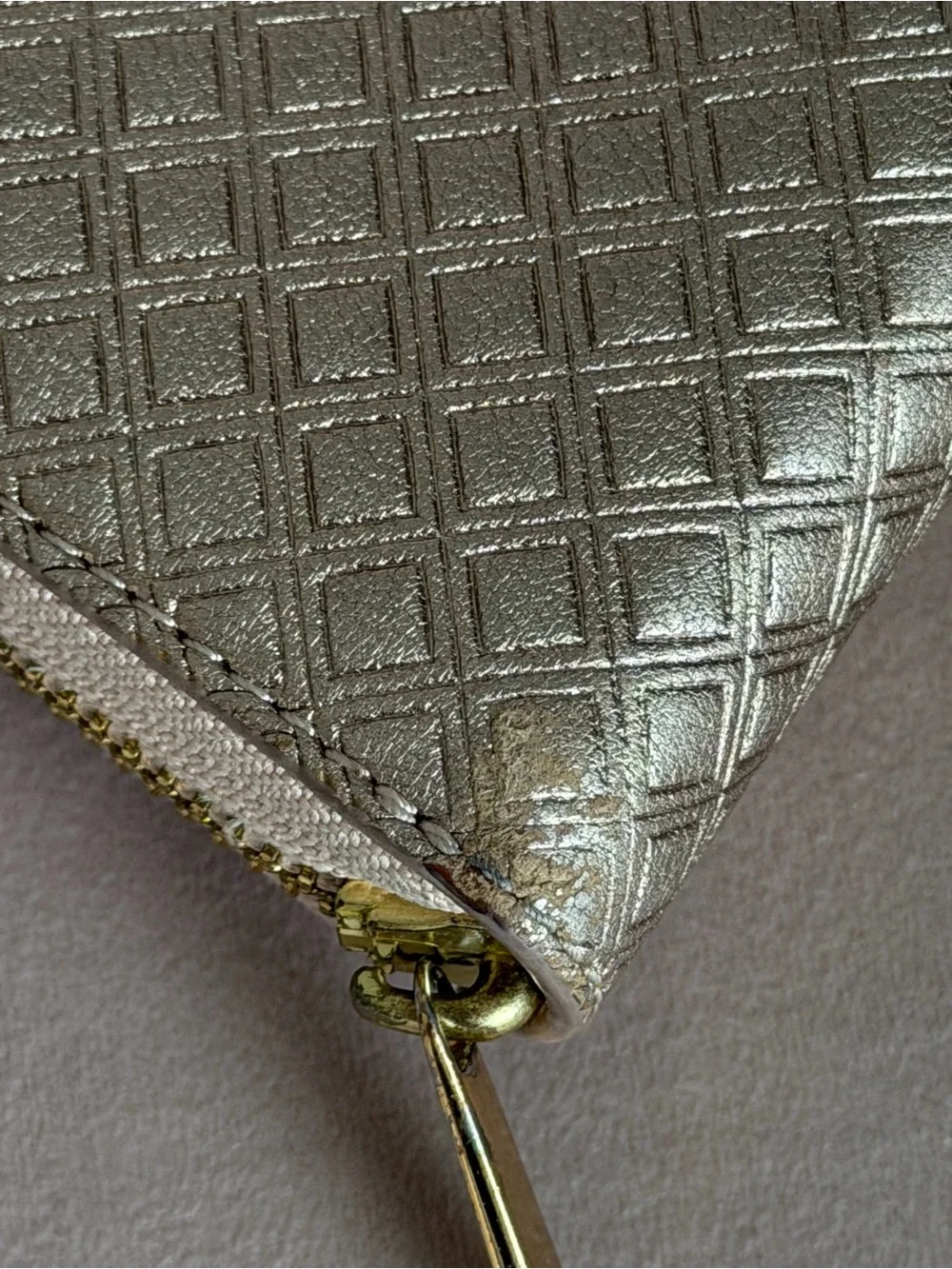Tory Burch Marion Diamond Quilted Metallic Leather Zip Around Wallet 🪩